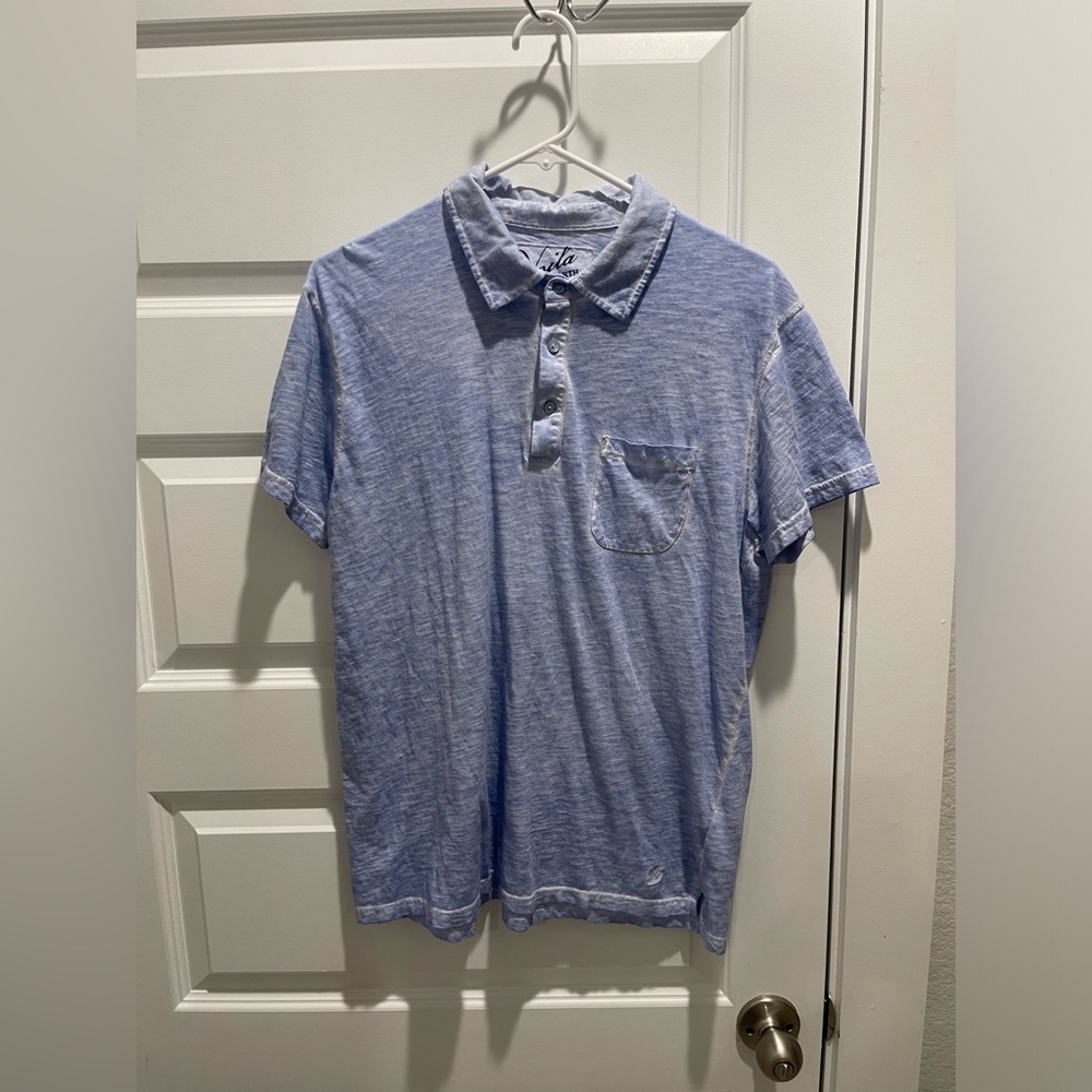 Voila St. Barth Mens Saline light Blue Polo Lightweight Preppy size Large